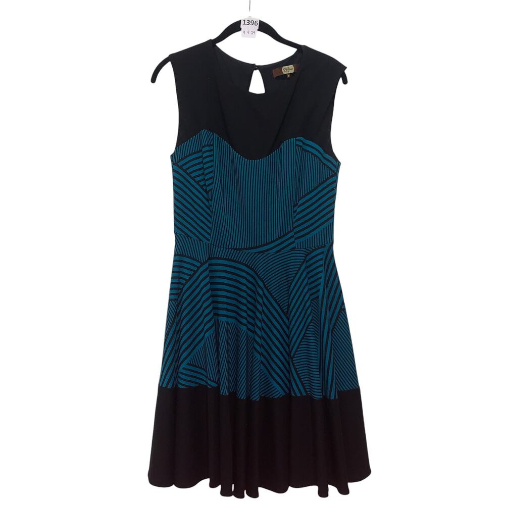 Anthropologie, Flare Dress, Striped, Eva Franco Dress, 8, Green, Black